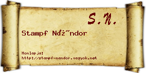 Stampf Nándor névjegykártya